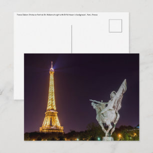 Bir-Hakeim-Brücke bei Nacht - Paris, Frankreich Postkarte