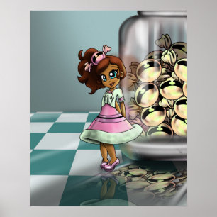 Biracial Girl and Candy Poster