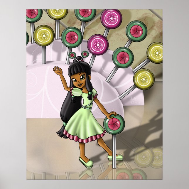 Biracial Girl and Lollipops Poster (Vorne)