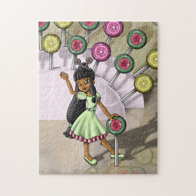 Biracial Girl and Lollipops Puzzle (Vertikal)
