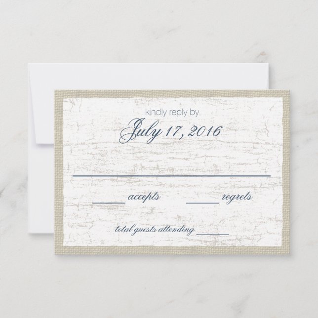 Birch Bark and Navy Blue Woodland Response Card RSVP Karte (Vorderseite)