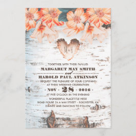 Birch Bark Carved Herz Rustikale Hochzeit Einladung