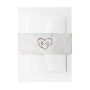 Birch Bark Carved Herz Rustikale Hochzeit Einladungsbanderole