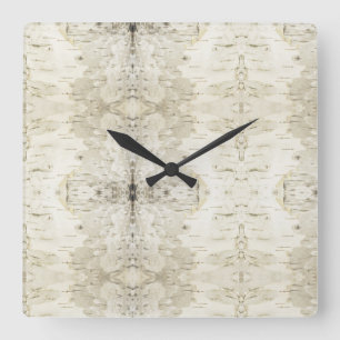 Birch Bark Clock Quadratische Wanduhr