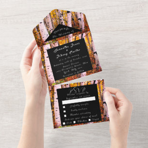 Birch Bark Fall Country Rustic Wood Blätter All In One Einladung