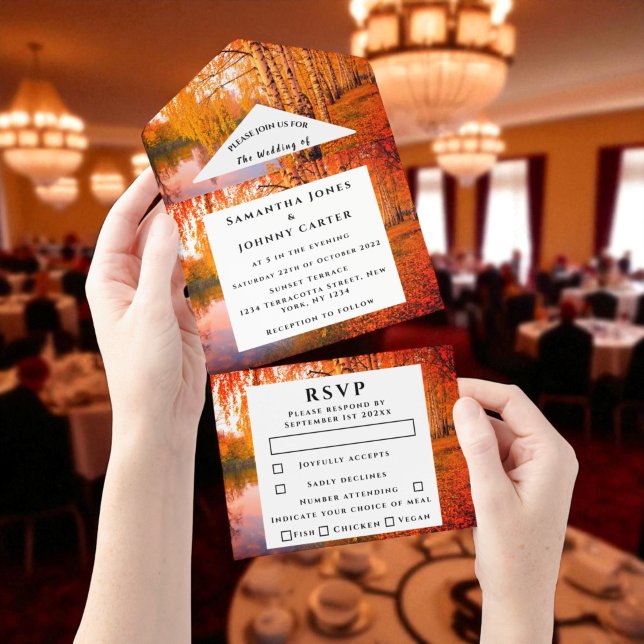 Birch Bark Fall Land Rustikale Holz Blätter alles  All In One Einladung (Von Creator hochgeladen)