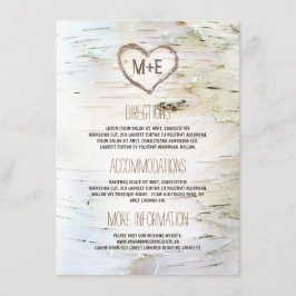 Birch Bark Heart Rustic Wedding Information Begleitkarte