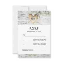 Birch Bark Heart Wedding RSVP Cards