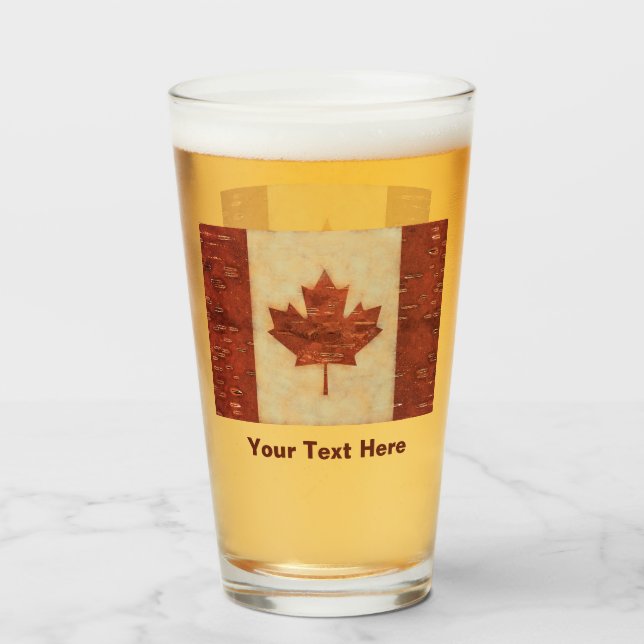 Birch Bark Kanadische Flagge Glas (Vorne (Gefüllt))