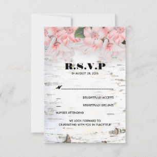Birch Bark Rustic Country Wedding RSVP Cards
