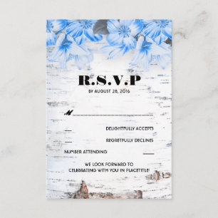 Birch Bark Rustic Country Wedding RSVP Cards Einladung