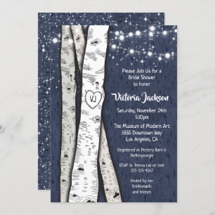 Birch Baum Abend Twinkle Lights Brautparty Einladung