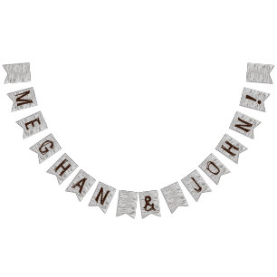 Birch-Baum-Herz Initialen rustikale Hochzeitsbanne Wimpelkette