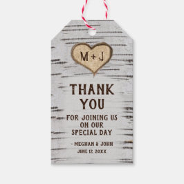 Birch Baum Herzinitis rustikale Hochzeit Danke Geschenkanhänger