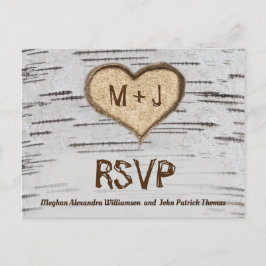 Birch-Baum-Herzinitis rustikale Hochzeit RSVP Postkarte