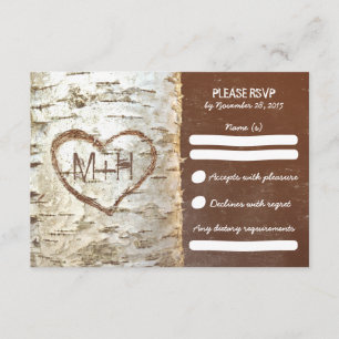 Birch-Baum rustikale Hochzeitskarten RSVP Karte