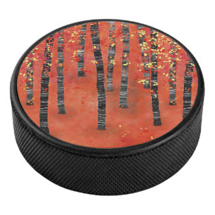 Birch Forest Landscape Eishockey Puck