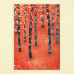 Birch Forest Landscape Leinwanddruck<br><div class="desc">Anstrich eines Birken- oder Aspenwaldes im Herbst. Rotes, orangefarbenes und gelbes, halbabstraktes Waldgebiet.</div>