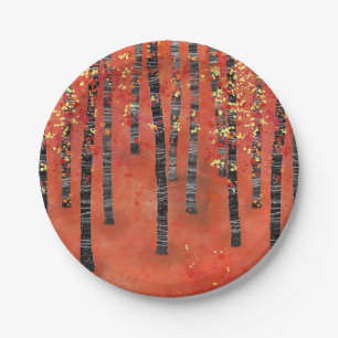 Birch Forest Landscape Pappteller