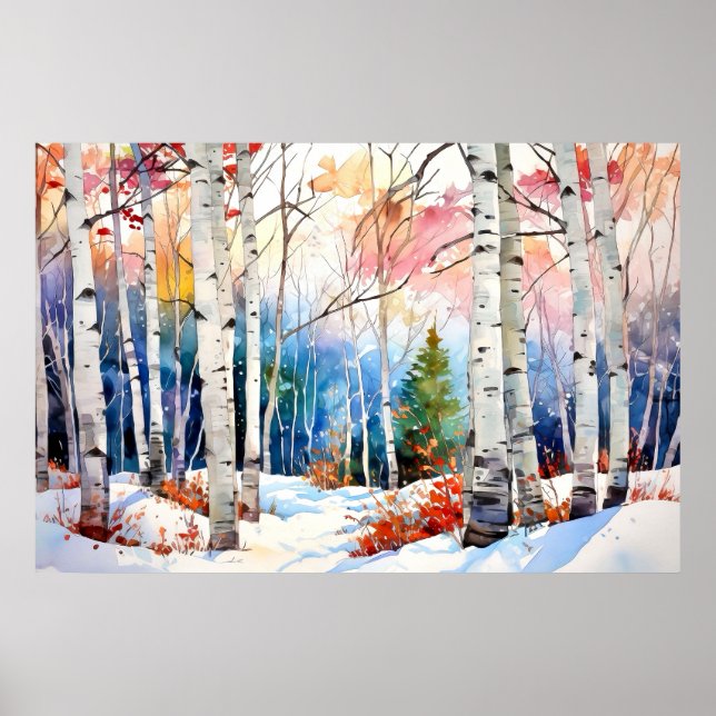 Birch Forest Landscape Poster (Vorne)