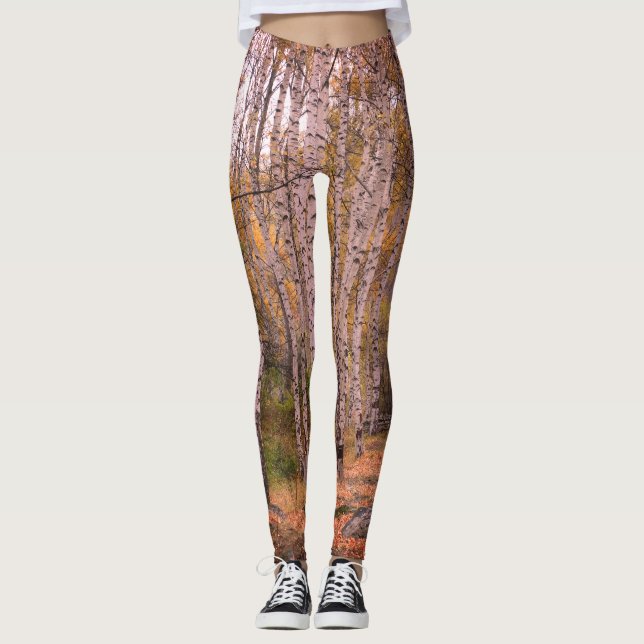 Birch Forrest Herbst Foto Custom Leggings (Vorderseite)