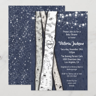 Birch Tree Abend Twinkle Lights Babydusche Einladung