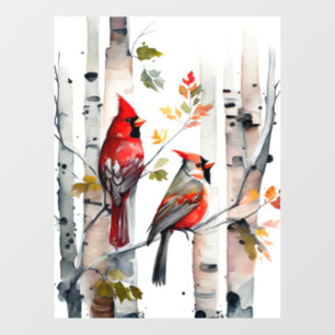 Birch Tree and Kardinals Window Cloning Fensteraufkleber