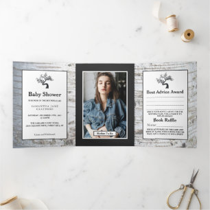 Birch Tree, Baby Shower Suite Dreifach Gefaltete Einladung