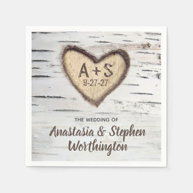 Birch Tree Bark Rustic Country Wedding Napkins Serviette (Vorderseite)