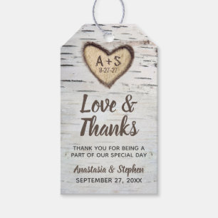 Birch Tree Bark Rustic Country Wedding Vielen Dank Geschenkanhänger