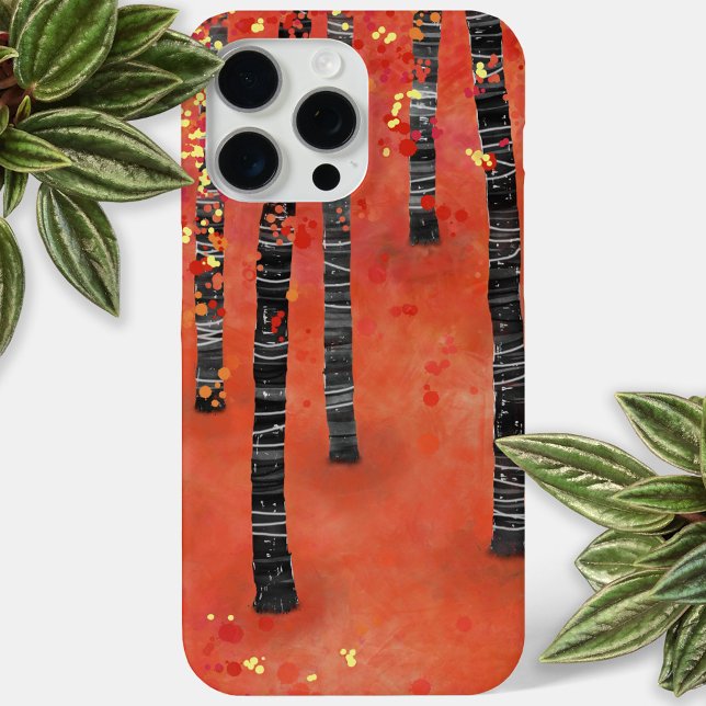 Birch Tree Forest Case-Mate iPhone Hülle (Birch aspen tree forest abstract art red cell phone case)