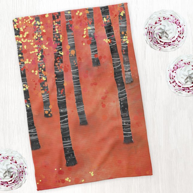 Birch Tree Forest Geschirrtuch (Birch aspen tree forest abstract art kitchen tea towel)