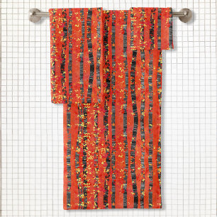 Birch Tree Forest Landschaftsbild Malerei Badetuch Badhandtuch Set