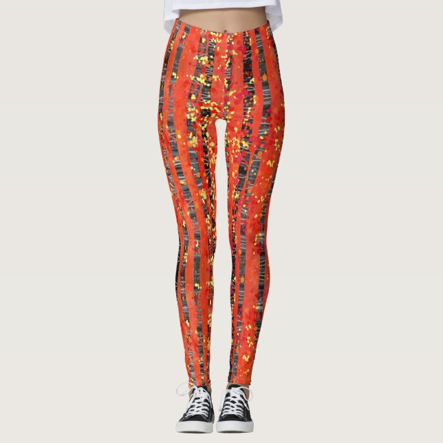 Birch Tree Forest Landschaftsbild Malerei Leggings (Vorderseite)