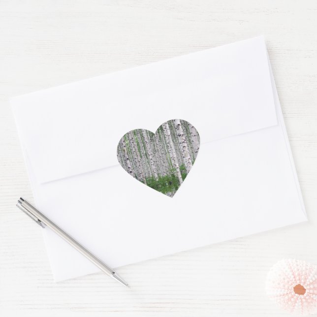 Birch Tree Forest Nature Herz-Aufkleber (Umschlag)