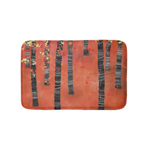 Birch Tree Forest Red Badematte