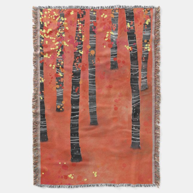 Birch Tree Forest Red Decke (Vorderseite Vertikal)