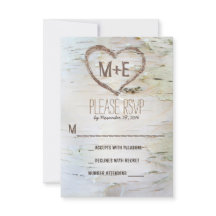 Birch tree heart initials rustikale Hochzeit RSVP 