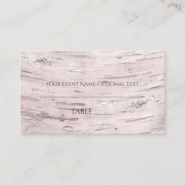 Birch Tree & Heart Rustic Wedding Table Platzkarte (Vorderseite)
