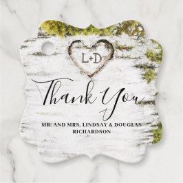 Birch Tree Herz Rustic Vielen Dank Geschenkanhänger