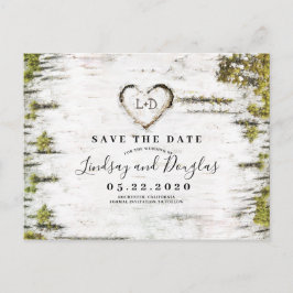 Birch Tree Herz rustikal Save the Date Ankündigungspostkarte