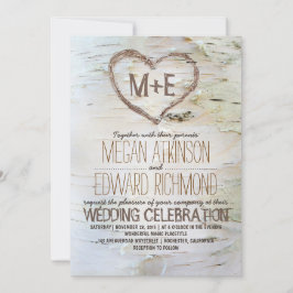 Birch Tree Herz Rustikale Hochzeit im Herbst Einladung