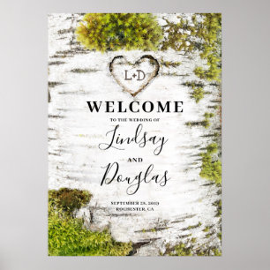 Birch Tree Herz Rustikale Hochzeit im Herbst Willk Poster
