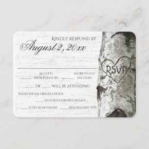 Birch Tree mit Carved Heart UAWG RSVP Karte