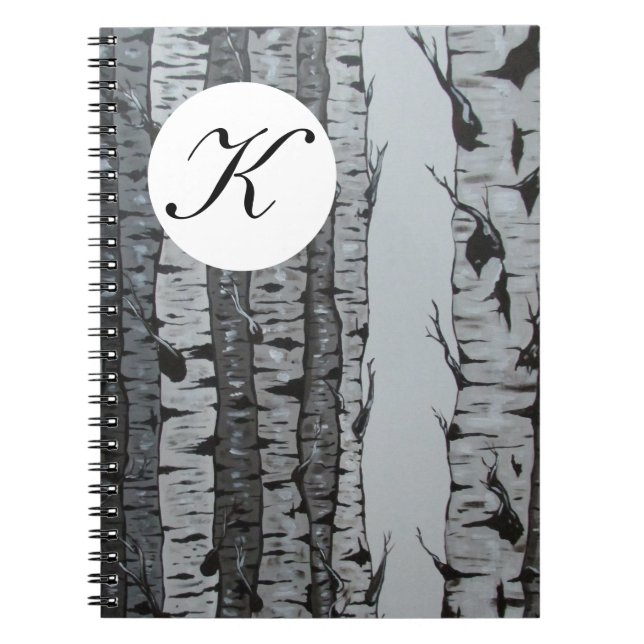 Birch-Tree-Notebook mit Personalisiertem Monogramm Notizblock (Vorderseite)