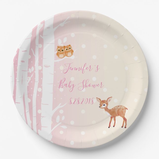 Birch Tree Pink Vanilla Party Paper Teller (Vorderseite)
