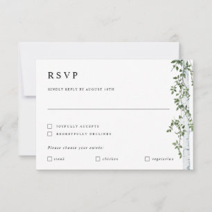 Birch Tree RSVP Card mit Präferenzhochzeit Karte