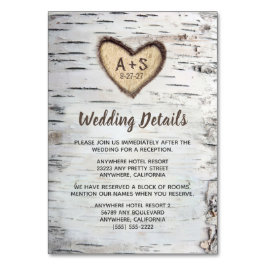 Birch Tree Rustic Country Wedding Insert Cards Tischnummer