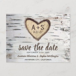Birch Tree Rustic Country Wedding Save the Date Ankündigungspostkarte