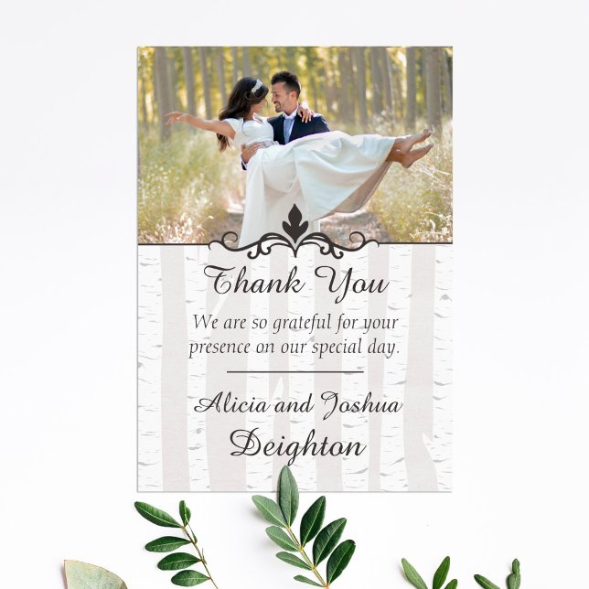 Birch Tree Rustic Nature Wedding Vielen Dank Dankeskarte (Von Creator hochgeladen)